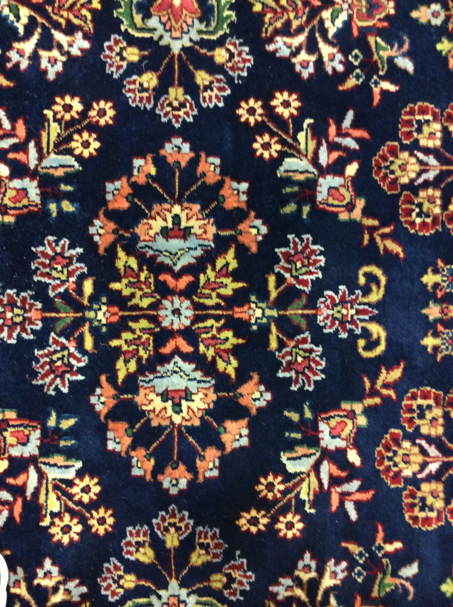 Hand-Knotted Wool Navy/Rose Sarouk Rug (4x6')
