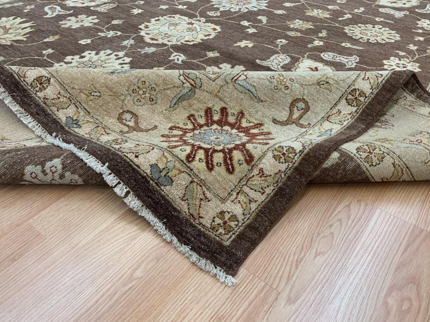 Hand-Knotted Wool Chocolate Agra Rug (8'11"'x12'1")