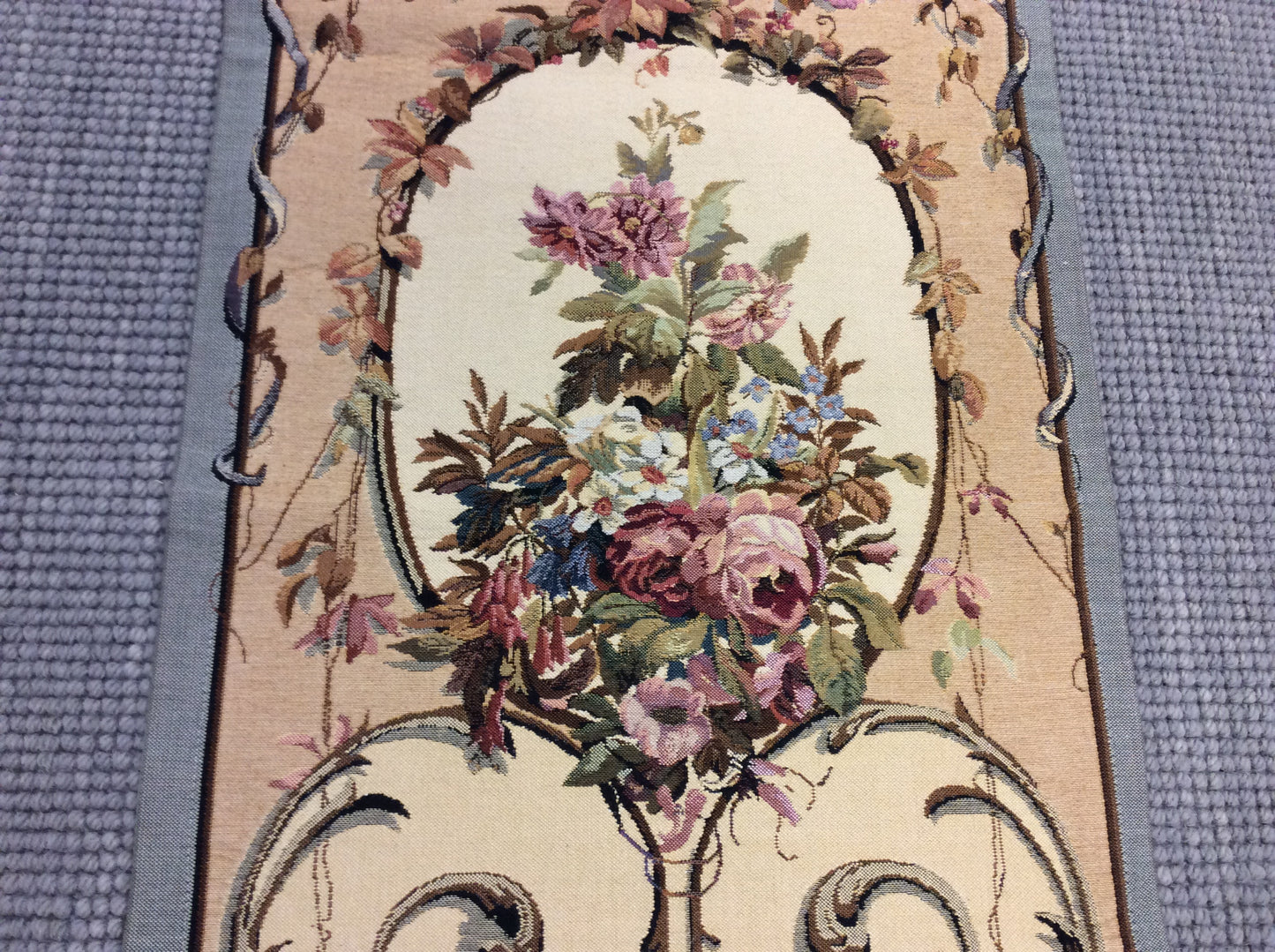 Vintage Wara Caroline Pewter Floral Tapestry (21"x44")
