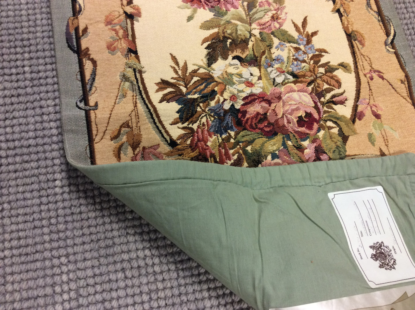 Vintage Wara Caroline Pewter Floral Tapestry (21"x44")