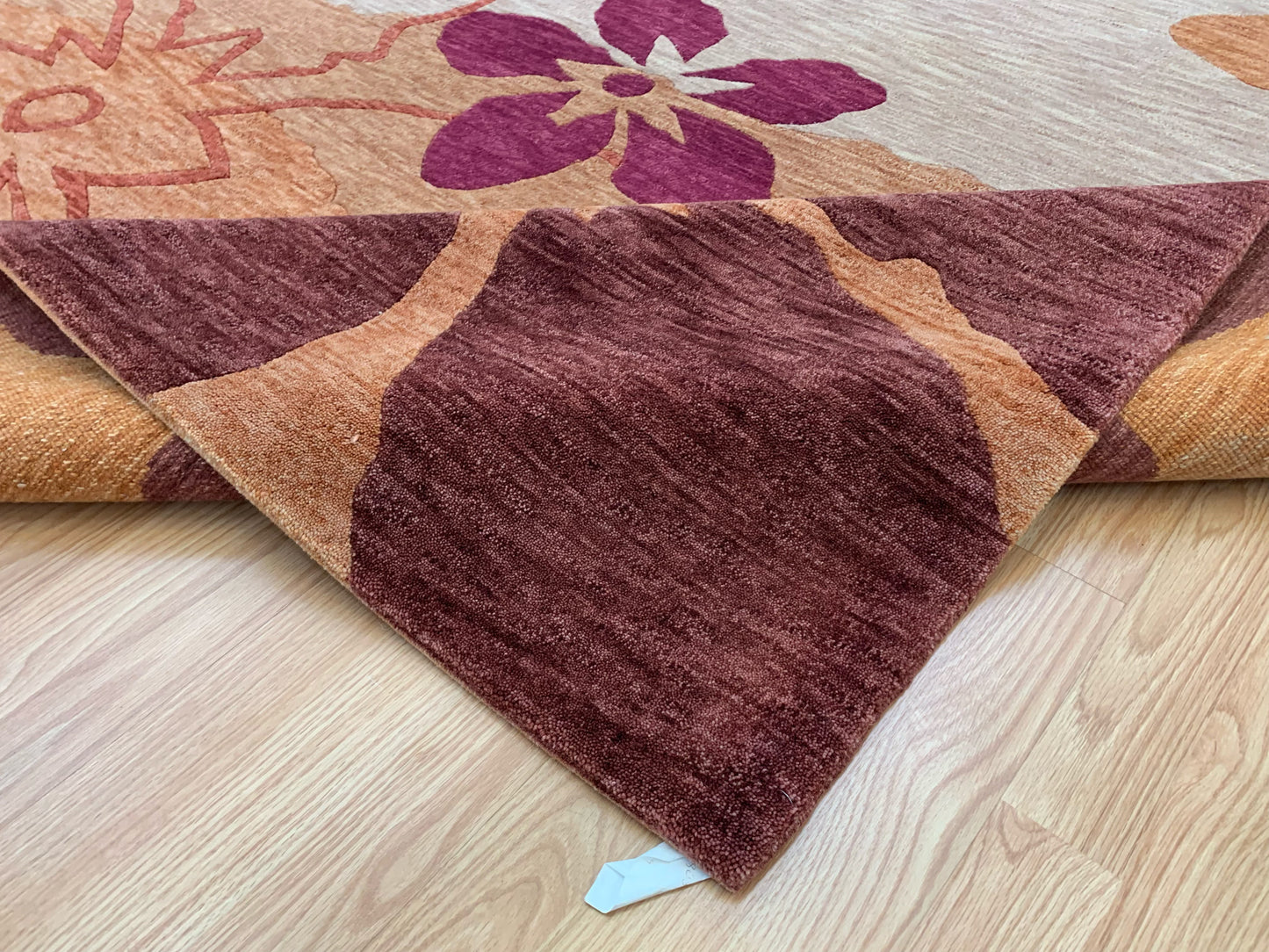 Hand-Knotted Wool Turbo Flowers Rug (6'2"x9)
