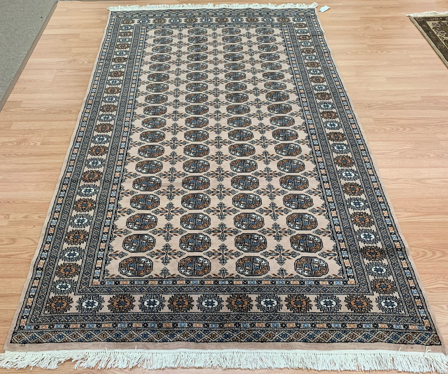 Hand-Knotted Wool Ivory Bokhara Rug (5'2"x8'10")