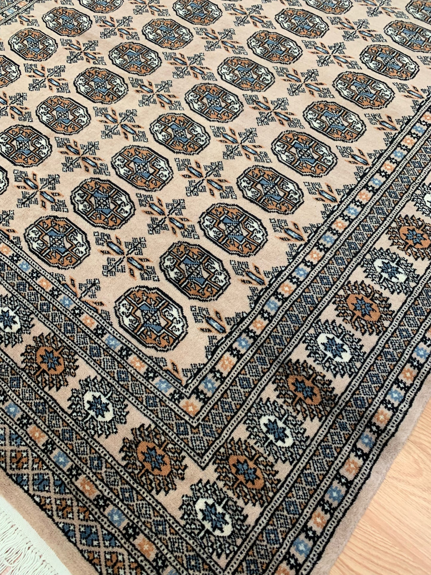Hand-Knotted Wool Ivory Bokhara Rug (5'2"x8'10")
