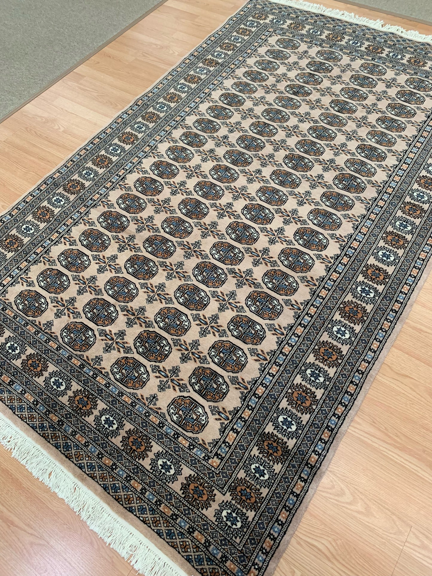 Hand-Knotted Wool Ivory Bokhara Rug (5'2"x8'10")