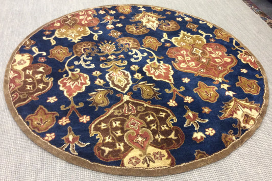 Hand Tufted Wool Royal Blue Round Rug (5'6"Rd)