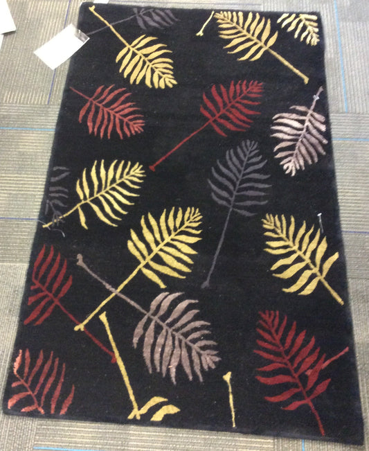 Hand-Knotted Wool and Silk Tufenkian Black Fronds Rug (3'x5')