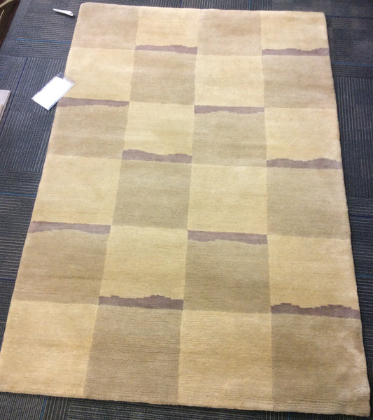 Hand-Knotted Wool Tibetan Camel Squares Rug (4'x6')