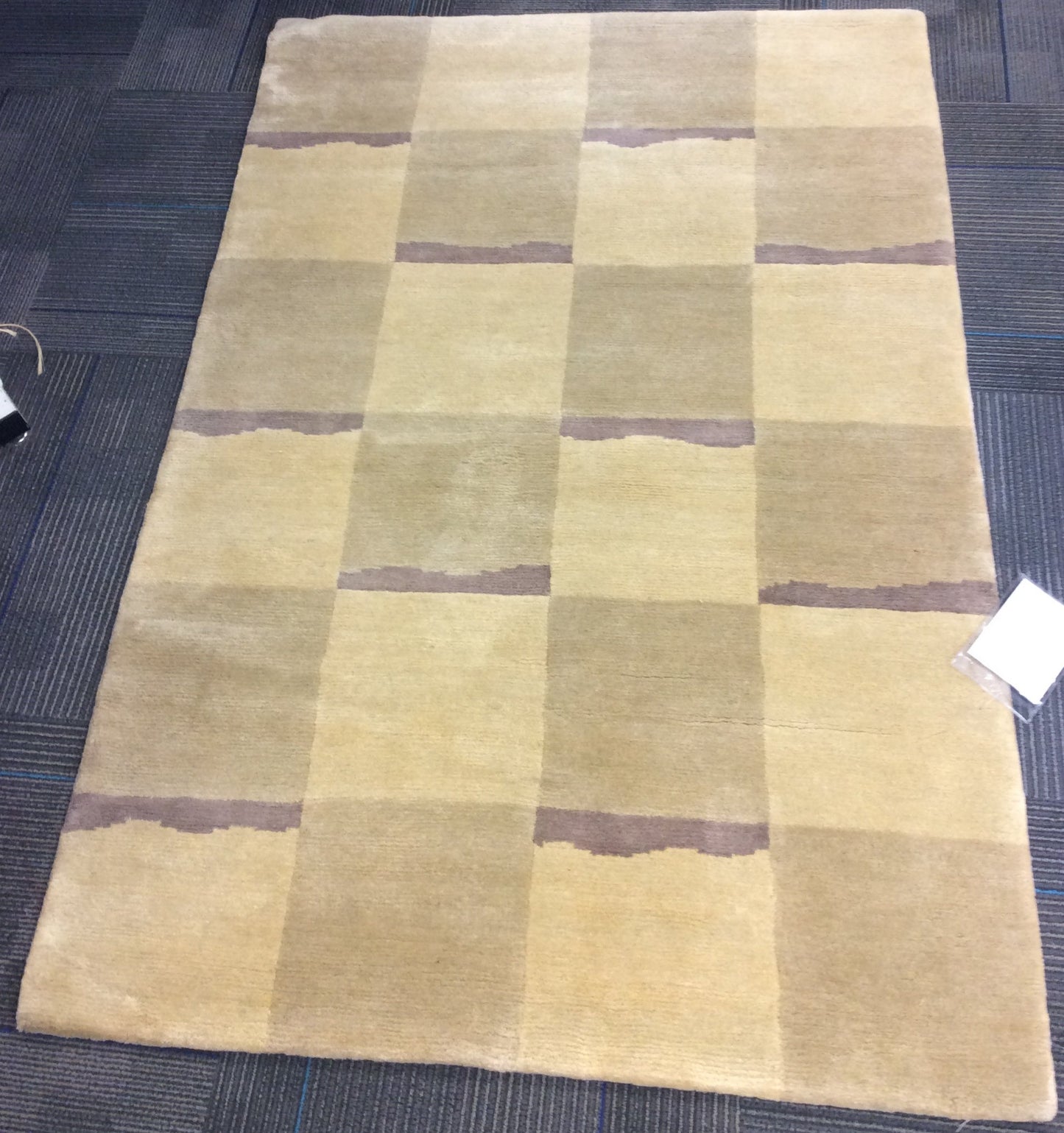 Hand-Knotted Wool Tibetan Camel Squares Rug (4'x6')