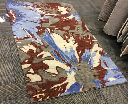 Hand Tufted Wool Blue/Brown Abstract Rug (4'x6')