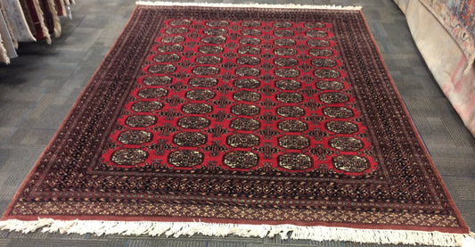 Hand-Knotted Wool Brick Bokhara Rug (5'5"x8')