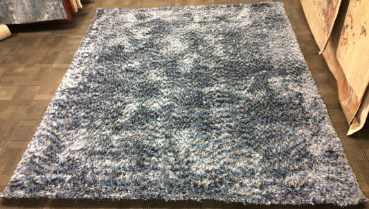 Hand Tufted Polyester Blue Grey Speckled Shag Rug (4'x6')