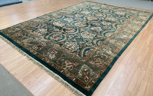 Hand-Knotted Vintage Emerald Green Heritage Rug (10'x14')