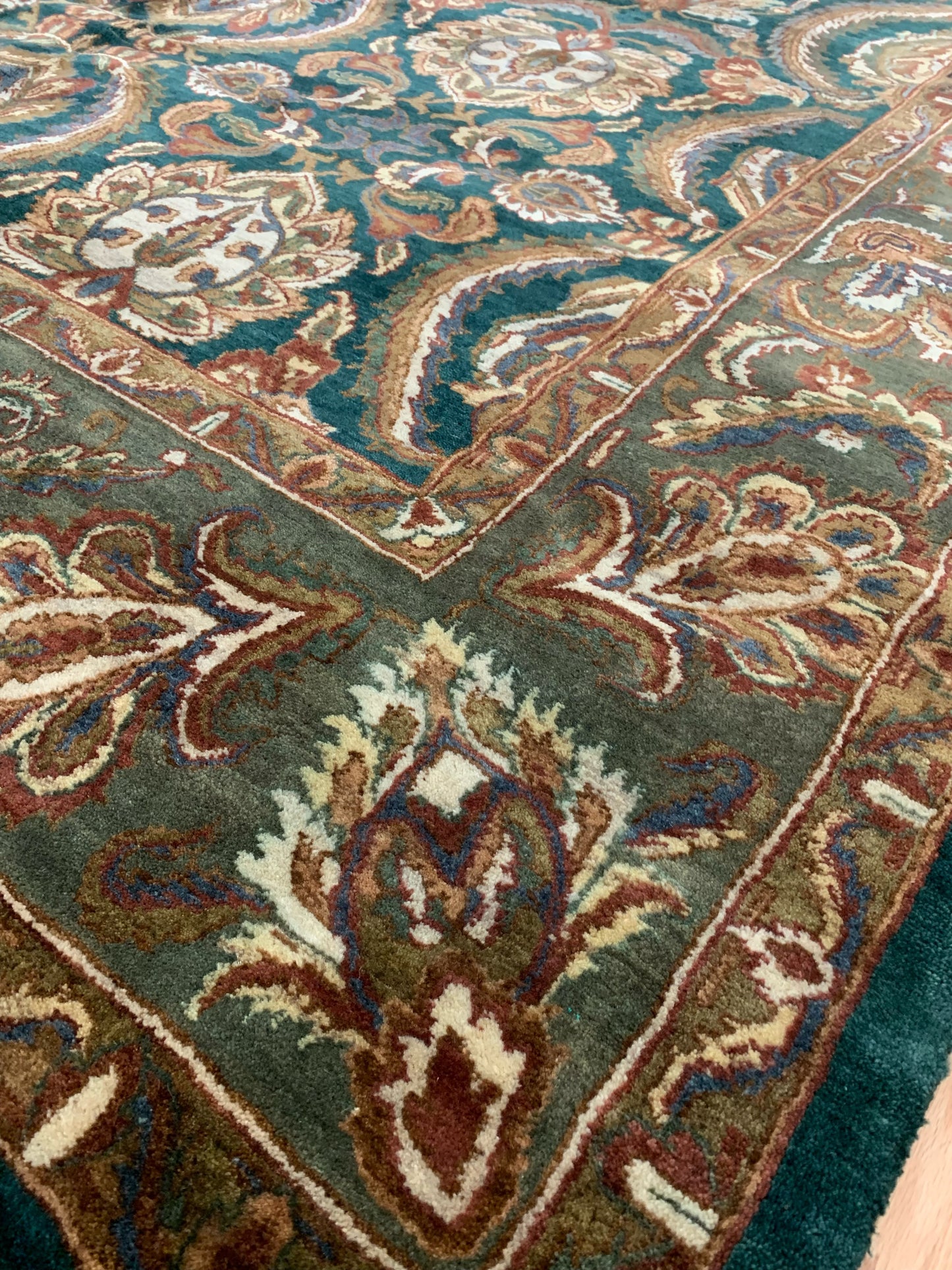 Hand-Knotted Vintage Emerald Green Heritage Rug (10'x14')