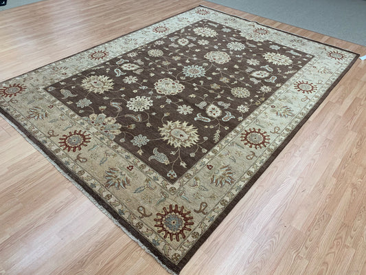 Hand-Knotted Wool Chocolate Agra Rug (8'11"'x12'1")