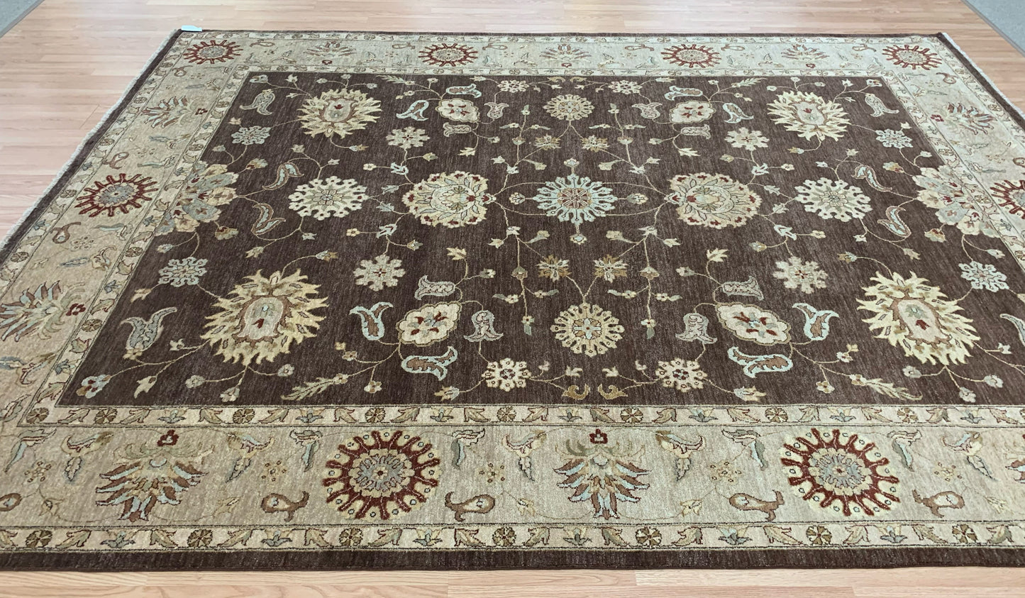 Hand-Knotted Wool Chocolate Agra Rug (8'11"'x12'1")