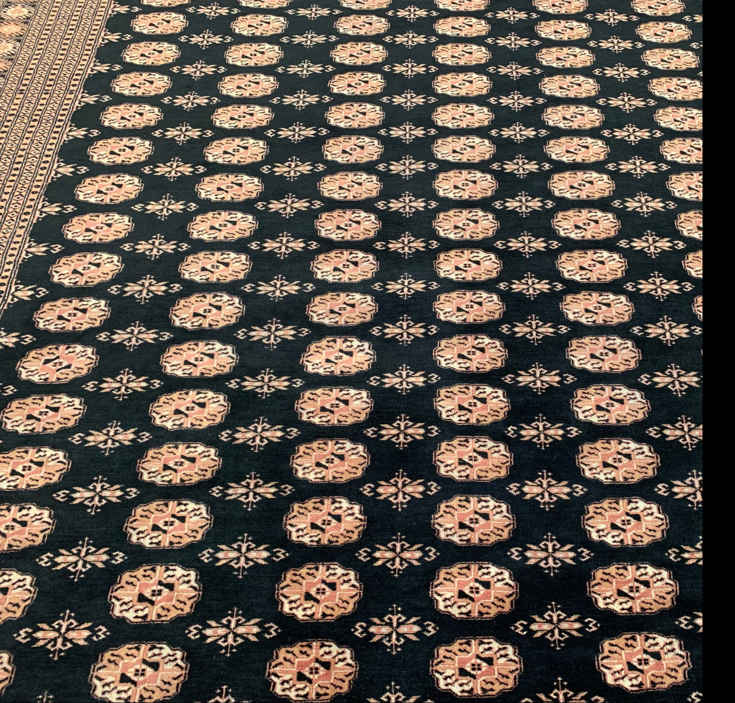 Hand-Knotted Black Lahore Bokhara Rug (9'4"x12'1")