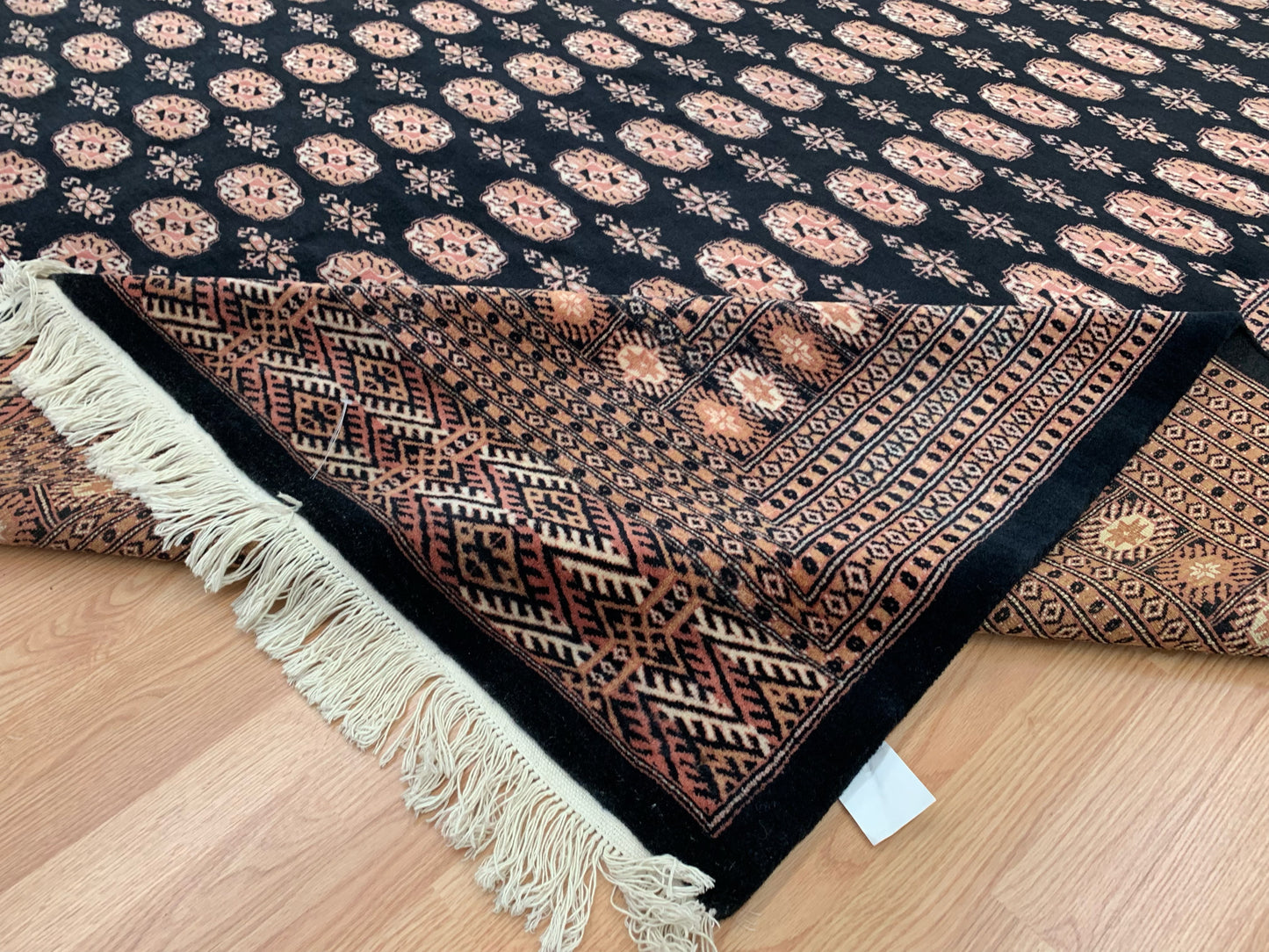 Hand-Knotted Black Lahore Bokhara Rug (9'4"x12'1")