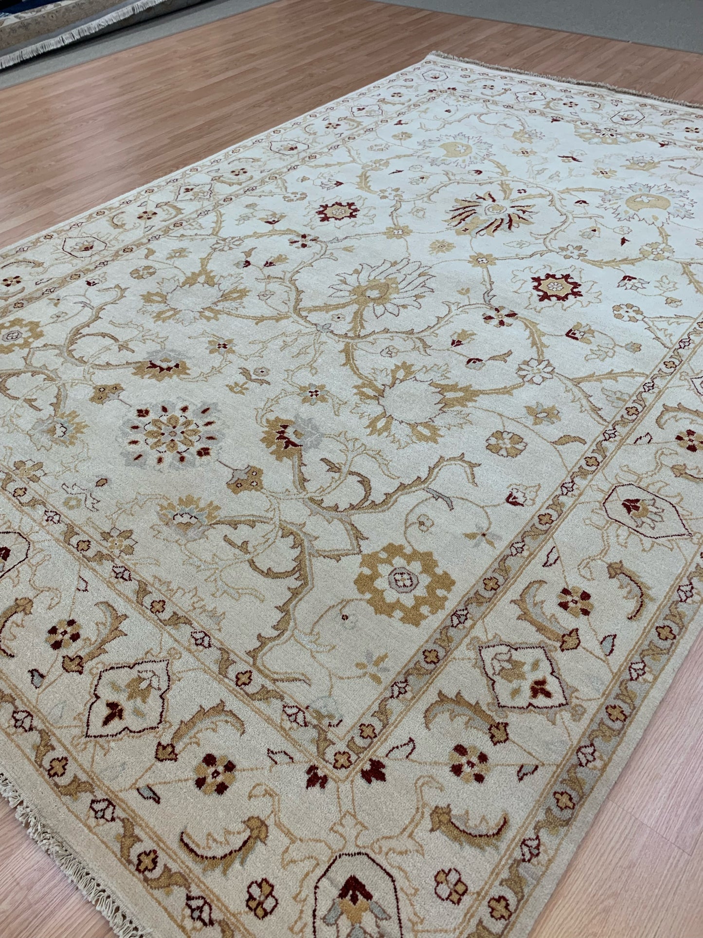 Hand-Knotted Wool Nain Ivory/Ivory Rug (8'2"x11'8")