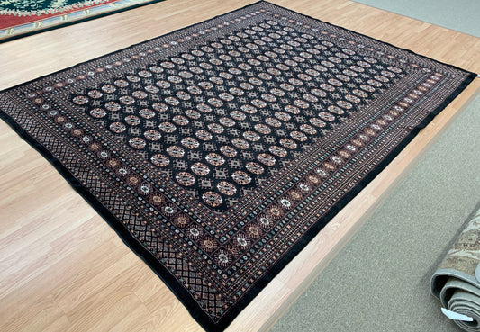 Hand-Knotted Black Bokhara Rug (8'3"x10'5")