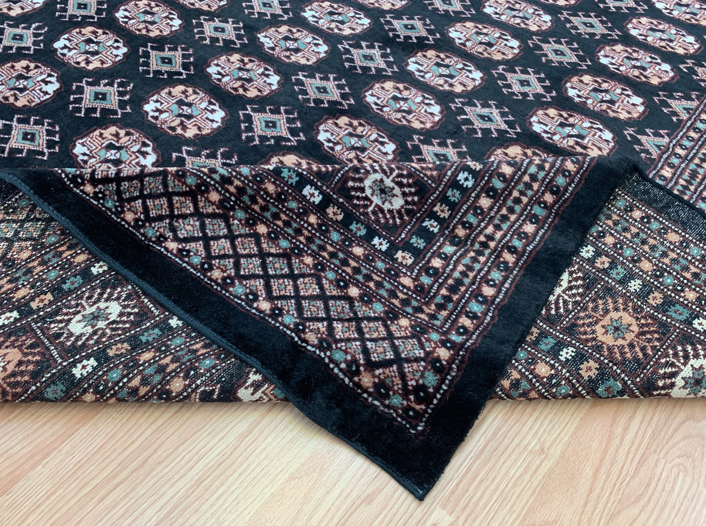 Hand-Knotted Black Bokhara Rug (8'3"x10'5")