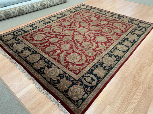 Hand-Knotted Wool Jaipur Red/Black Heritage Rug (8'x10'2")