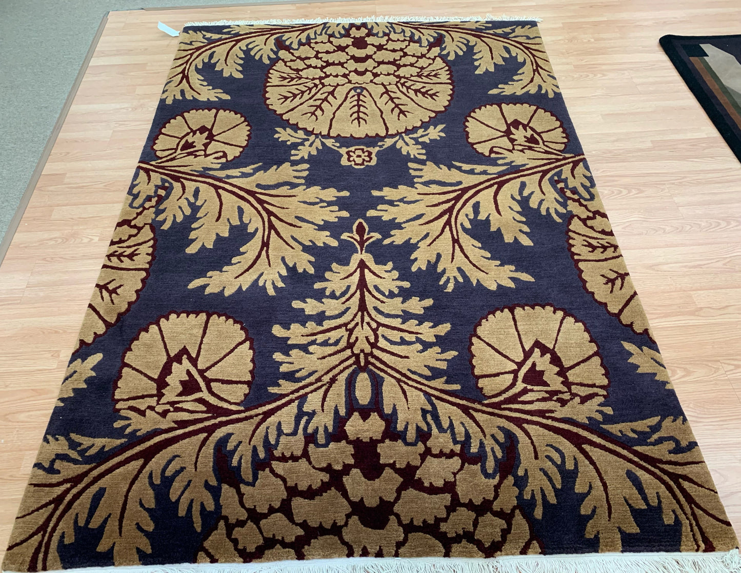 Hand-Knotted Wool Purple Acanthus Rug (6'x9')