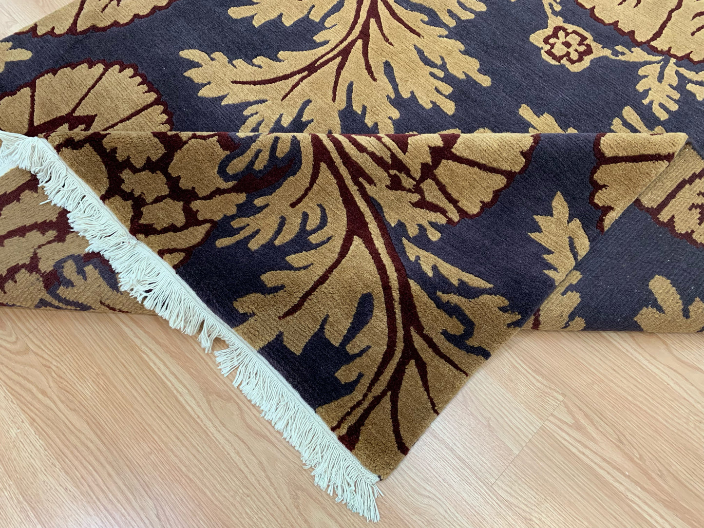 Hand-Knotted Wool Purple Acanthus Rug (6'x9')