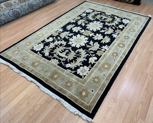 Hand-Knotted Wool Black/Gold Tibetan Royalty Rug (6'x9')