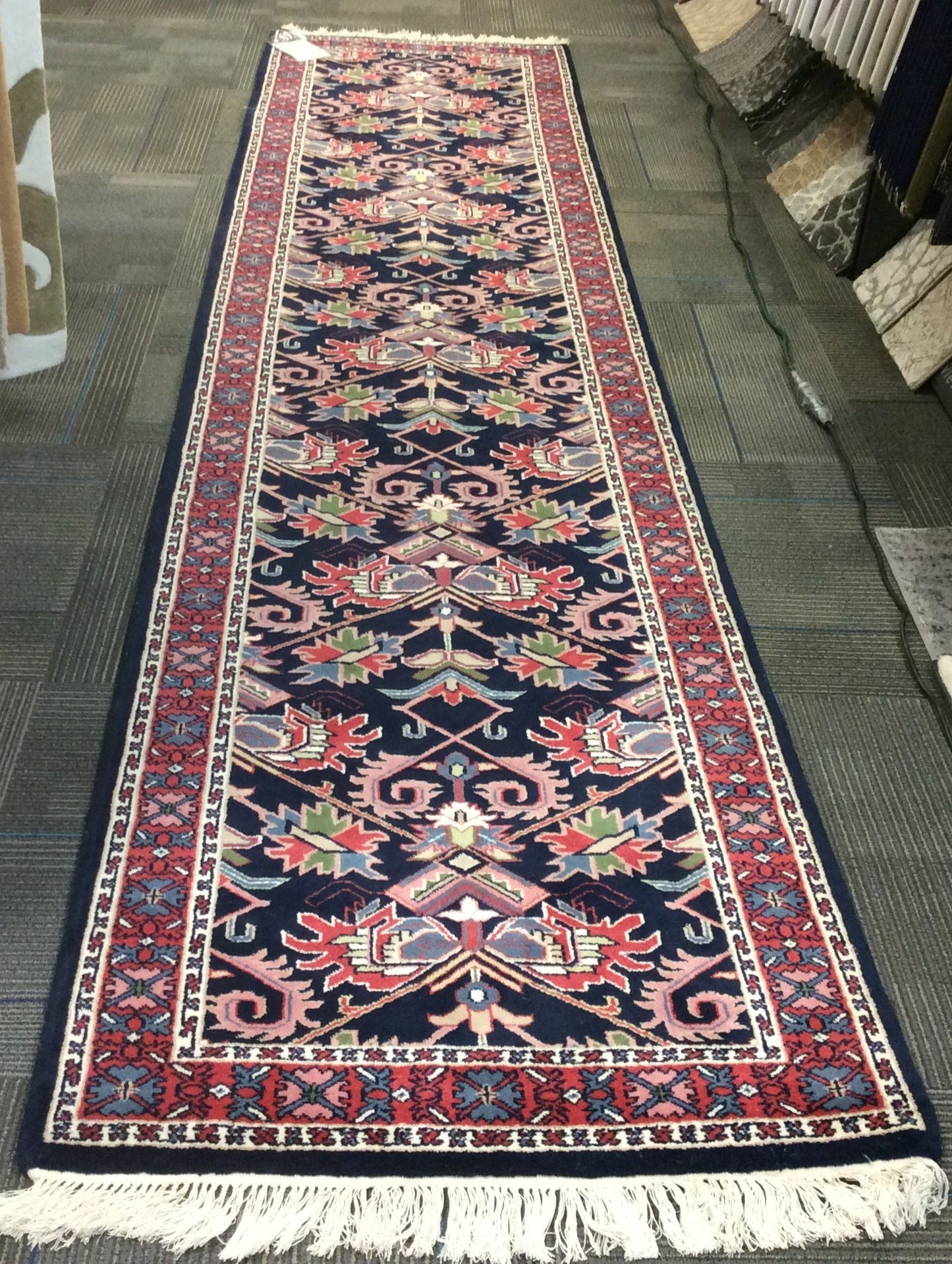 Hand-Knotted Wool Navy/Rose Soheila Runner (2'9"x12'Rnr)