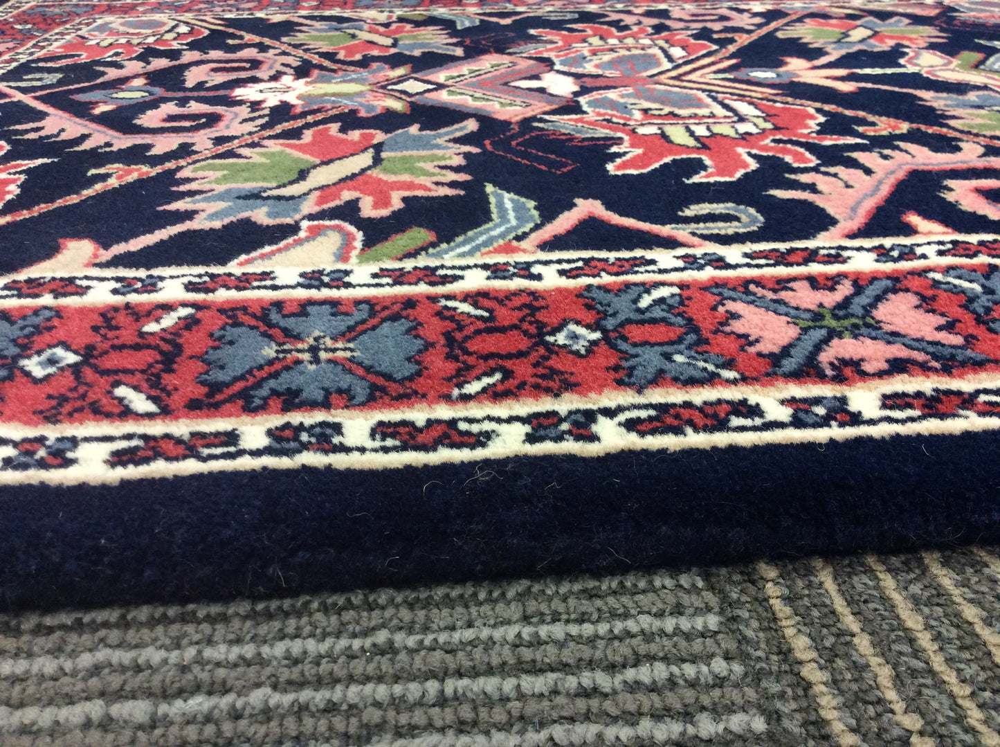 Hand-Knotted Wool Navy/Rose Soheila Runner (2'9"x12'Rnr)