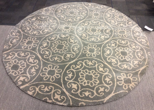 Hand Tufted Wool Slate Medallions Round Rug (5'Rd)