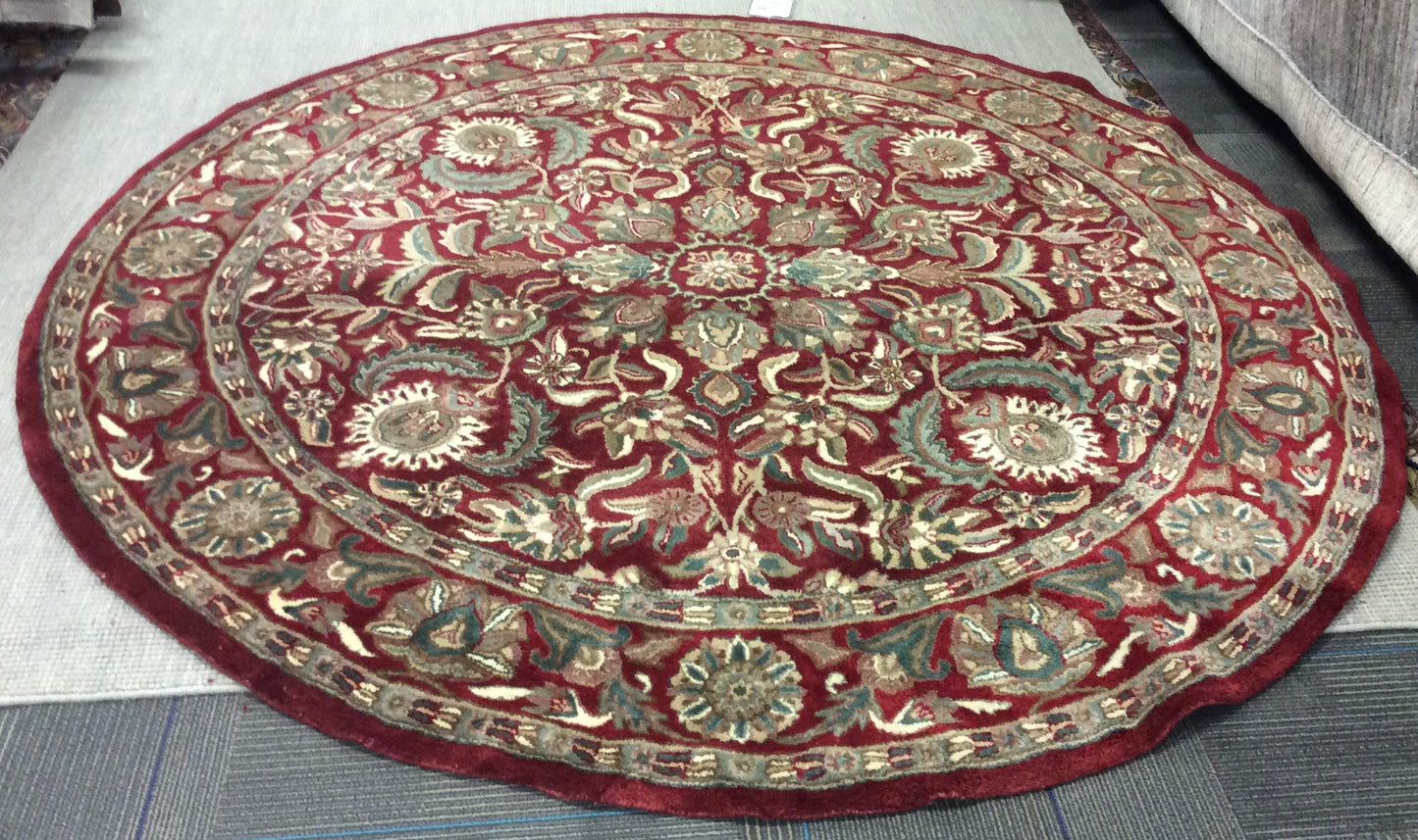 Hand-Tufted Wool Red Heirloom Round Rug (8'Rd)