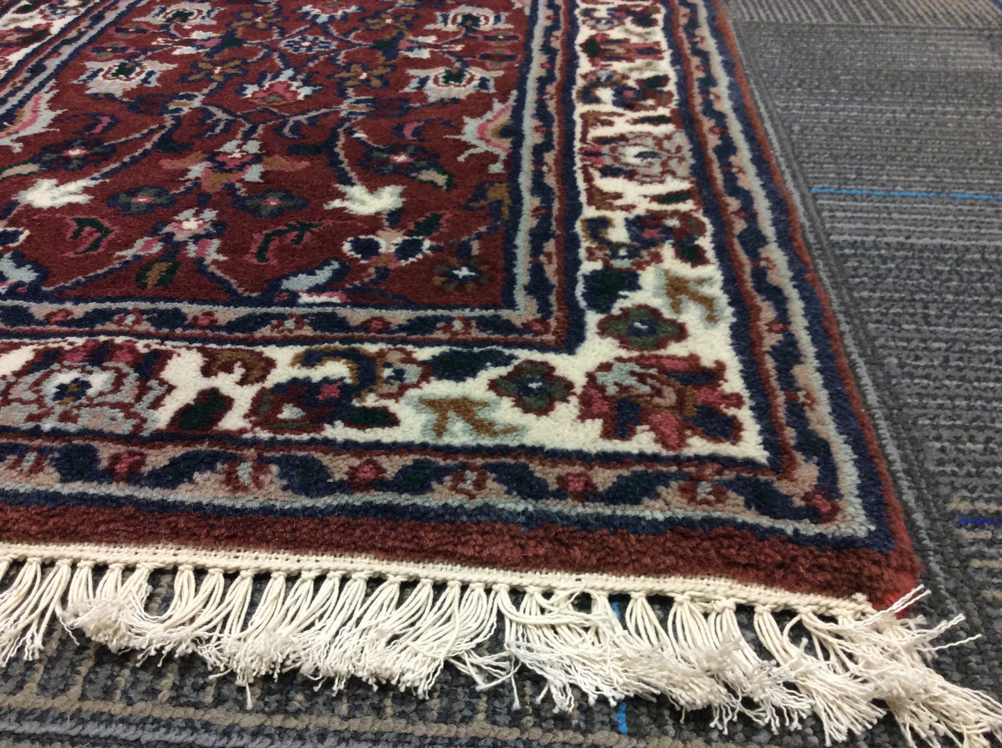 Hand-Knotted Wool Rust/Ivory Mashad Rug (1'11"x3")