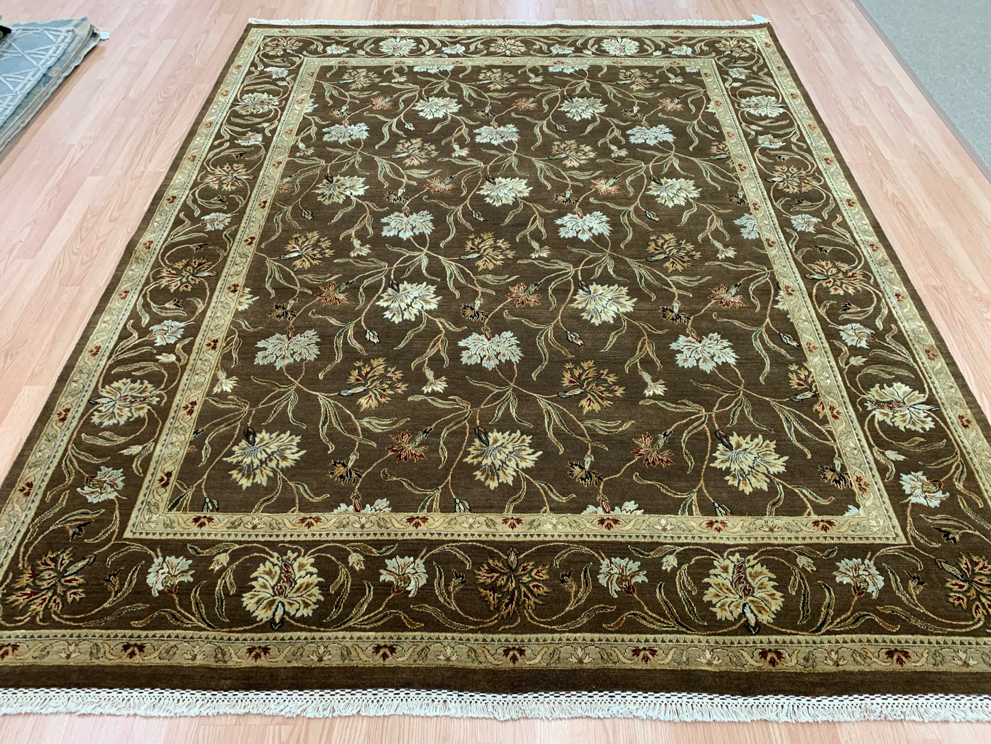 Hand-Knotted Silk and Wool Chocolate Brown Rug (8'x10')