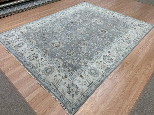 Hand-Knotted Wool Dove Grey Mahal Rug (7'9"x9'11")