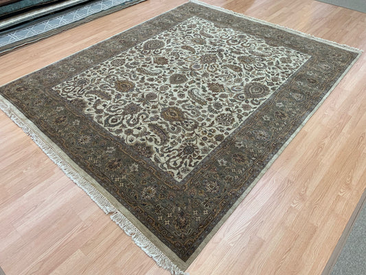 Hand-Knotted Wool Camel/Moss Rug (8'x10')