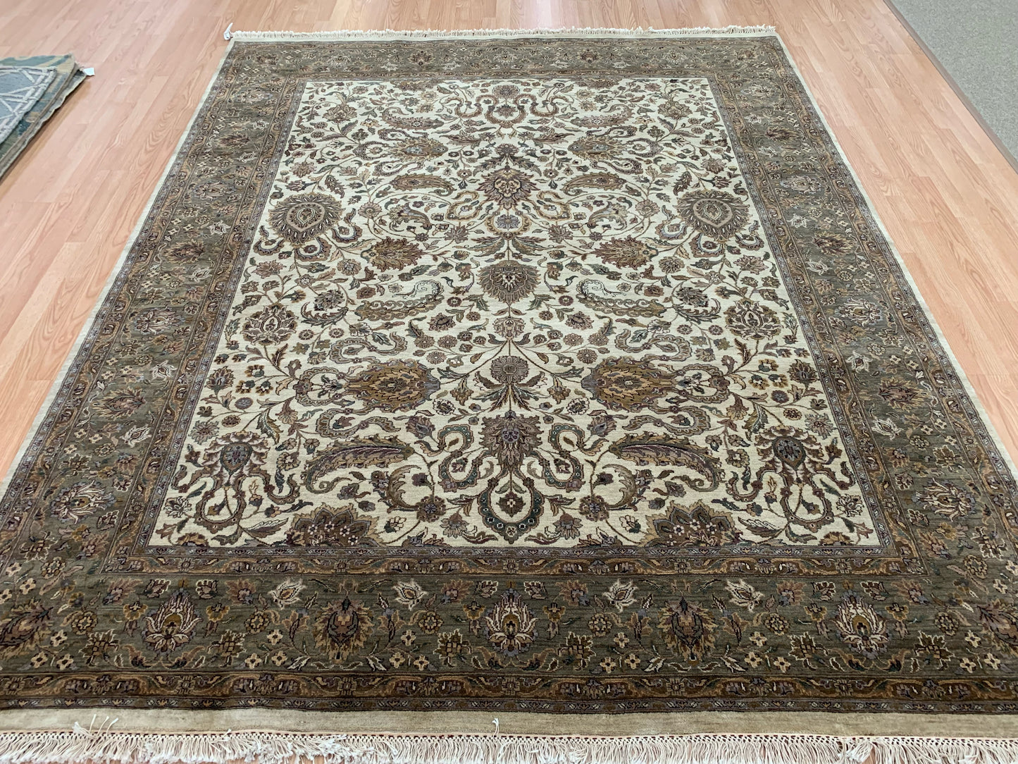 Hand-Knotted Wool Camel/Moss Rug (8'x10')