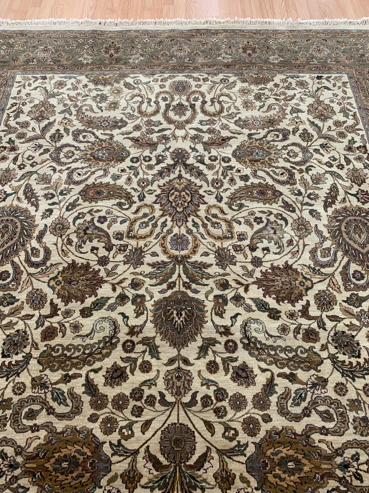 Hand-Knotted Wool Camel/Moss Rug (8'x10')