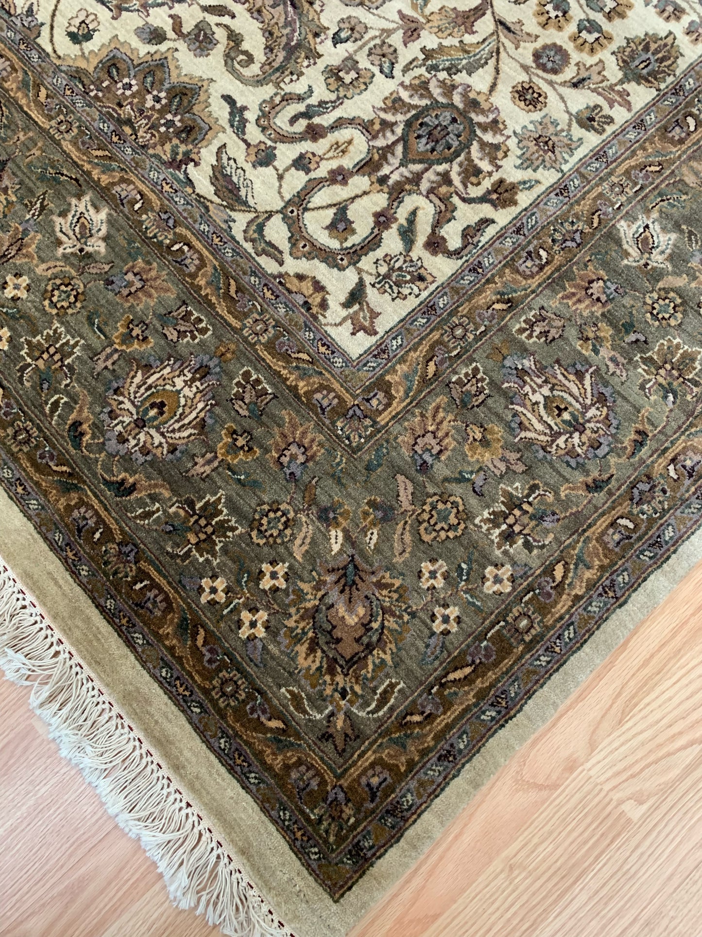 Hand-Knotted Wool Camel/Moss Rug (8'x10')