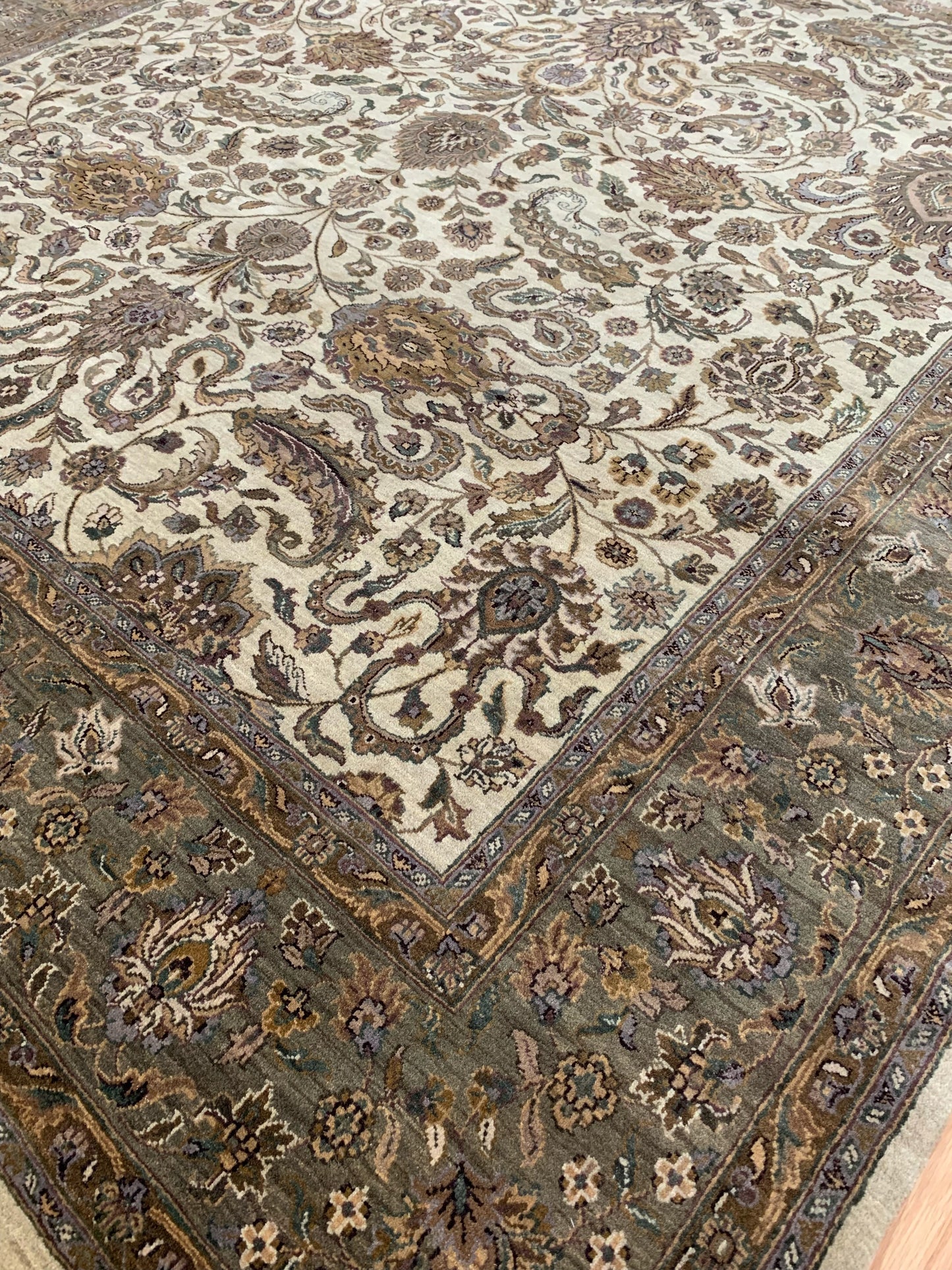 Hand-Knotted Wool Camel/Moss Rug (8'x10')