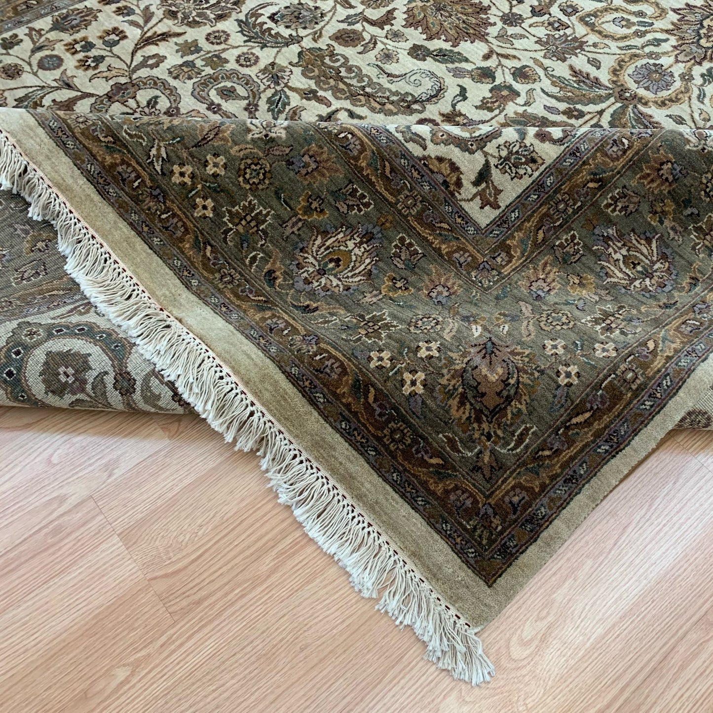 Hand-Knotted Wool Camel/Moss Rug (8'x10')