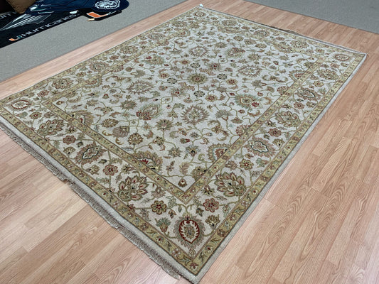 Hand-Knotted Wool Beige Agra Rug (7'11"x10'4")