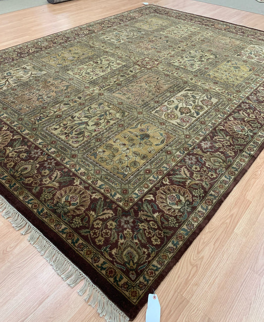 Vintage Hand-Knotted Wool Panel Baktari Rug (9'1''x12'1")