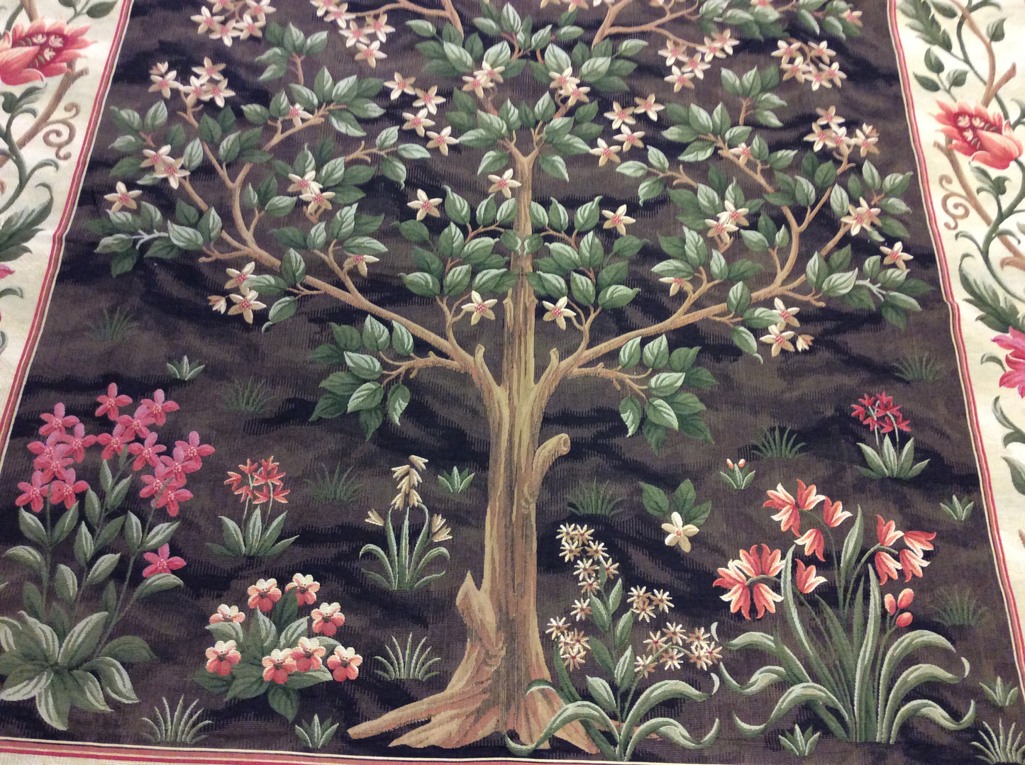 Close-up of Tree of Life Tapestry - Detailed view showcasing intricate details of the Tree of Life design, including branches, leaves, and roots.