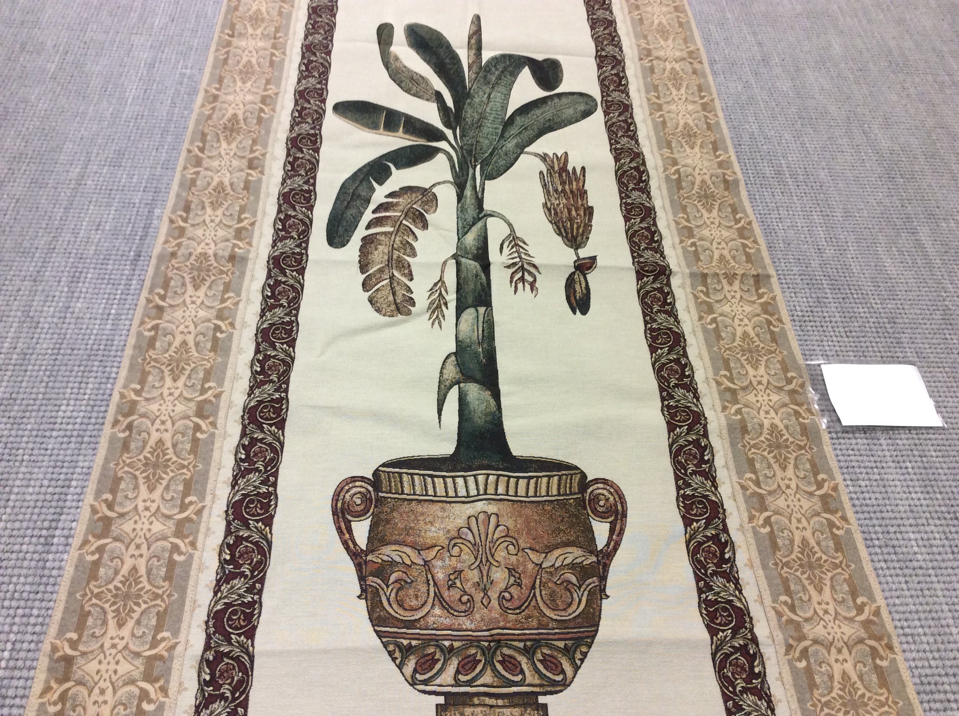 Close-up of Olde World Banana Tree Tapestry - Detailed view showcasing intricate details of the banana tree and surrounding foliage.