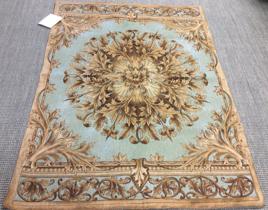 Grand Baroque Aqua Tapestry - 43x59 inches - Elegant aqua tapestry featuring grand baroque motifs, perfect for adding sophistication to any space.