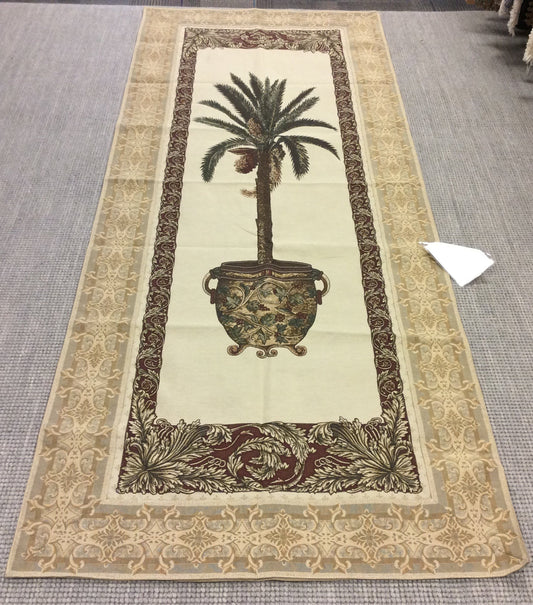Olde World Palm Tree Tapestry - 38x98 inches - Elegant tapestry featuring a majestic palm tree in an old-world setting.