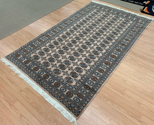 Hand-Knotted Wool Ivory Bokhara Rug (5'2"x8'10")