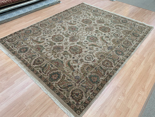 Hand-Knotted Wool Beige Kashan Rug (8'x9'9")