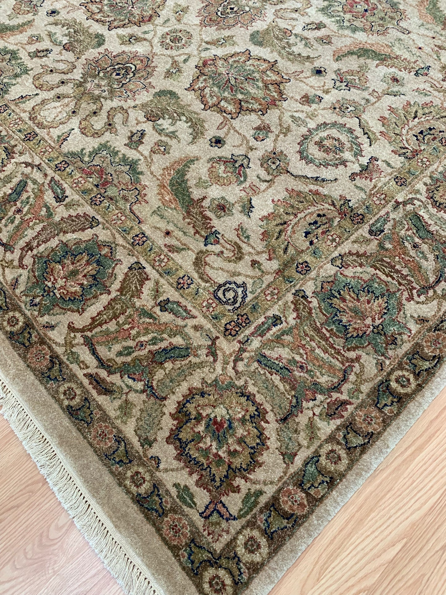 Hand-Knotted Wool Beige Kashan Rug (8'x9'9")